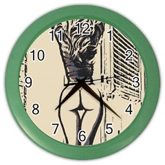 Morning My Dear    Sweet Perfection, Girl Stretching In The Bedroom Color Wall Clock by Casemiro