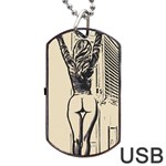 Morning my Dear... Sweet perfection, girl stretching in the bedroom Dog Tag USB Flash (Two Sides) Back