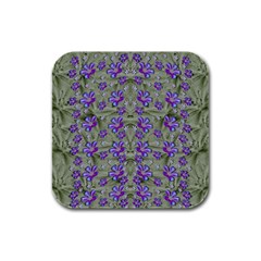 Flowers Everywhere And Anywhere In A Collage Rubber Square Coaster (4 Pack)  by pepitasart