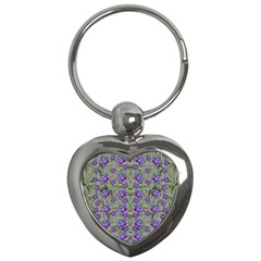 Flowers Everywhere And Anywhere In A Collage Key Chain (heart) by pepitasart