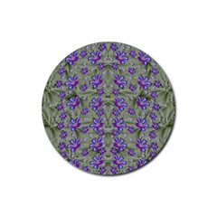 Flowers Everywhere And Anywhere In A Collage Rubber Coaster (round)  by pepitasart