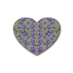 Flowers Everywhere And Anywhere In A Collage Heart Coaster (4 Pack)  by pepitasart