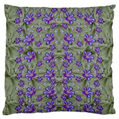 Flowers Everywhere And Anywhere In A Collage Large Flano Cushion Case (two Sides) by pepitasart