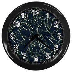 Neon Silhouette Leaves Print Pattern Wall Clock (black) by dflcprintsclothing