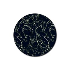 Neon Silhouette Leaves Print Pattern Rubber Round Coaster (4 Pack)  by dflcprintsclothing