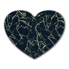 Neon Silhouette Leaves Print Pattern Heart Mousepads by dflcprintsclothing