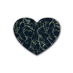 Neon Silhouette Leaves Print Pattern Heart Coaster (4 Pack)  by dflcprintsclothing