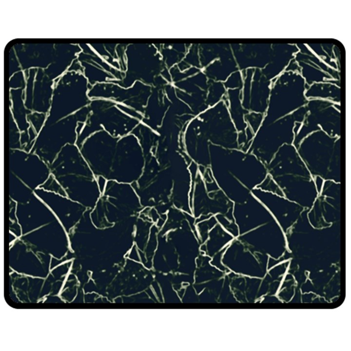 Neon Silhouette Leaves Print Pattern Fleece Blanket (Medium) 