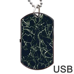 Neon Silhouette Leaves Print Pattern Dog Tag Usb Flash (two Sides) by dflcprintsclothing