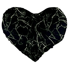 Neon Silhouette Leaves Print Pattern Large 19  Premium Flano Heart Shape Cushions