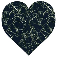 Neon Silhouette Leaves Print Pattern Wooden Puzzle Heart by dflcprintsclothing