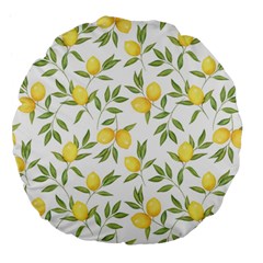 Lemons Large 18  Premium Flano Round Cushions by Angelandspot