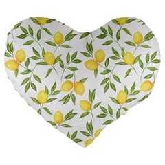 Lemons Large 19  Premium Flano Heart Shape Cushions