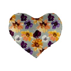 Floral Beauty Standard 16  Premium Flano Heart Shape Cushions