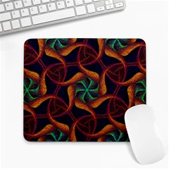 Teal Orange Burgundy Mandala Pattern Large Mousepads by Graphika