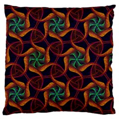 Trippy Teal & Orange Mandala Pattern  Large Cushion Case (two Sides) by Graphika