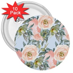 Pink Old Fashioned Roses 3  Buttons (10 Pack)  by Angelandspot