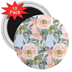 Pink Old Fashioned Roses 3  Magnets (10 Pack)  by Angelandspot