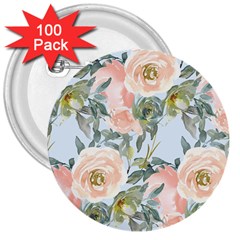 Pink Old Fashioned Roses 3  Buttons (100 Pack)  by Angelandspot