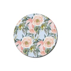 Pink Old Fashioned Roses Rubber Coaster (round)  by Angelandspot