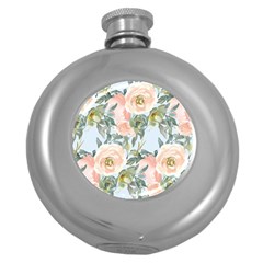 Pink Old Fashioned Roses Round Hip Flask (5 Oz) by Angelandspot