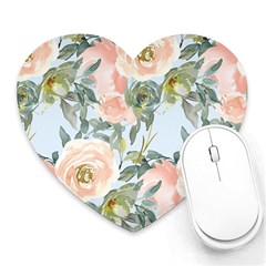 Pink Old Fashioned Roses Heart Mousepads by Angelandspot