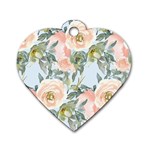 Pink Old Fashioned Roses Dog Tag Heart (Two Sides) Front