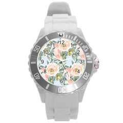 Pink Old Fashioned Roses Round Plastic Sport Watch (l) by Angelandspot