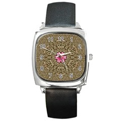 Earth Can Be A Beautiful Flower In The Universe Square Metal Watch by pepitasart