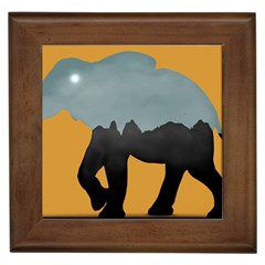 Illustrations Sketch Elephant Wallpaper Framed Tile by HermanTelo