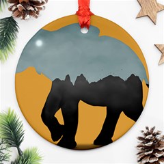 Illustrations Sketch Elephant Wallpaper Ornament (round) by HermanTelo