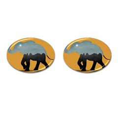 Illustrations Sketch Elephant Wallpaper Cufflinks (oval)