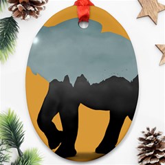 Illustrations Sketch Elephant Wallpaper Oval Ornament (two Sides) by HermanTelo