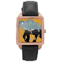 Illustrations Sketch Elephant Wallpaper Rose Gold Leather Watch 