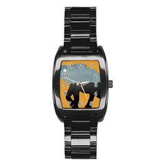 Illustrations Sketch Elephant Wallpaper Stainless Steel Barrel Watch