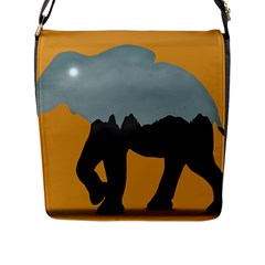 Illustrations Sketch Elephant Wallpaper Flap Closure Messenger Bag (l) by HermanTelo