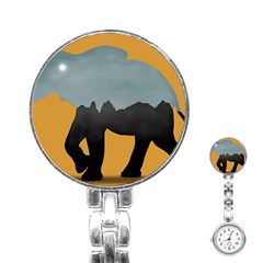 Illustrations Sketch Elephant Wallpaper Stainless Steel Nurses Watch