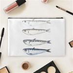 Pencil Fish Sardine Drawing Cosmetic Bag (Large) Back