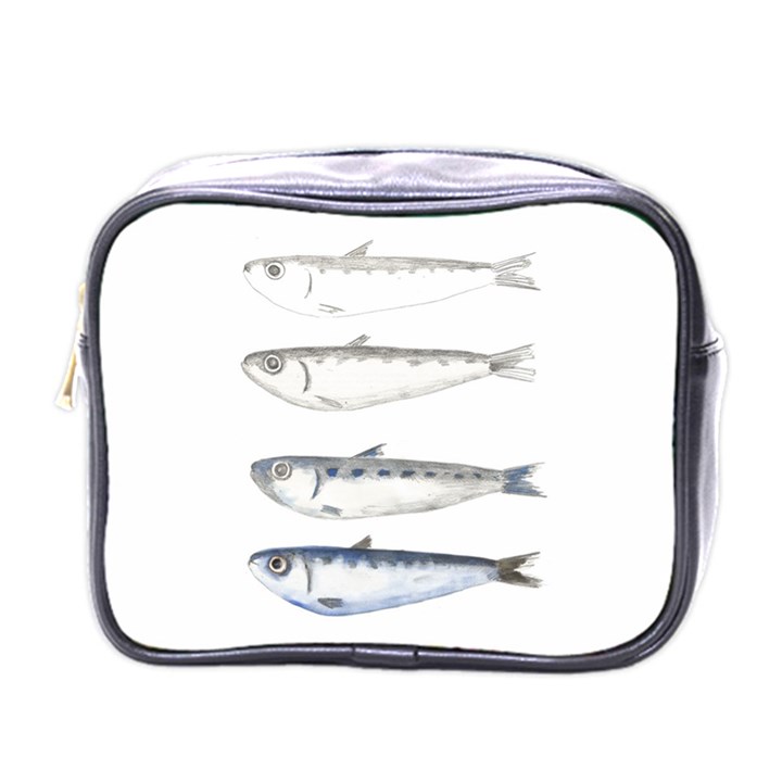 Pencil Fish Sardine Drawing Mini Toiletries Bag (One Side)