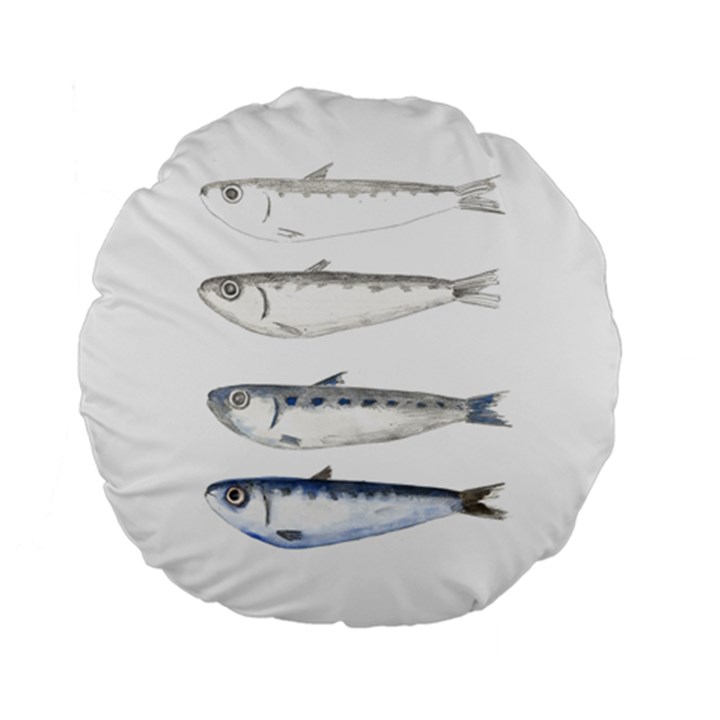 Pencil Fish Sardine Drawing Standard 15  Premium Round Cushions