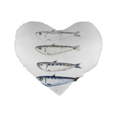 Pencil Fish Sardine Drawing Standard 16  Premium Heart Shape Cushions by HermanTelo