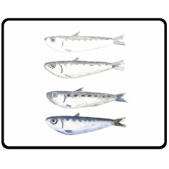 Pencil Fish Sardine Drawing Double Sided Fleece Blanket (medium)  by HermanTelo