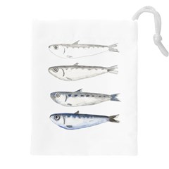 Pencil Fish Sardine Drawing Drawstring Pouch (5xl) by HermanTelo