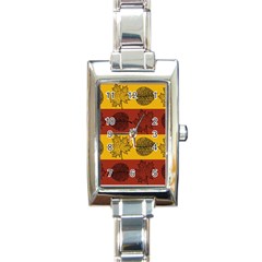 Autumn Leaves Colorful Nature Rectangle Italian Charm Watch by Mariart