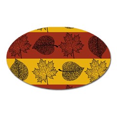 Autumn Leaves Colorful Nature Oval Magnet by Mariart