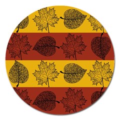 Autumn Leaves Colorful Nature Magnet 5  (round) by Mariart