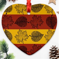 Autumn Leaves Colorful Nature Heart Ornament (two Sides)