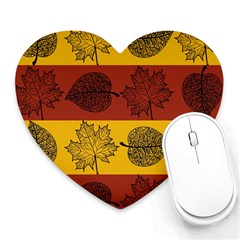 Autumn Leaves Colorful Nature Heart Mousepads by Mariart