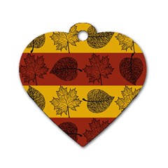 Autumn Leaves Colorful Nature Dog Tag Heart (two Sides) by Mariart