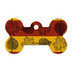 Autumn Leaves Colorful Nature Dog Tag Bone (two Sides) by Mariart